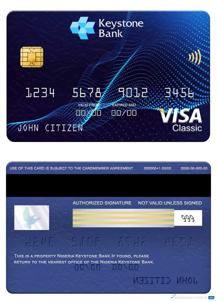 Download Nigeria Keystone Bank visa classic card Photoshop template
